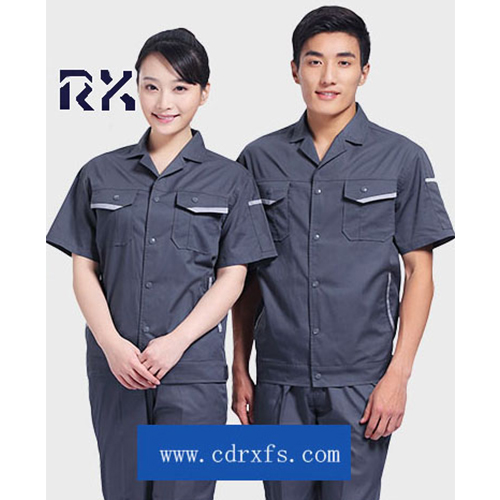 深灰色夏季短袖工作服套装